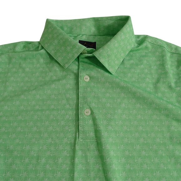 Greg Norman Green Palm Tree Print Golf Polo Shirt Men Size S Play Dry Stretch - Picture 2 of 12
